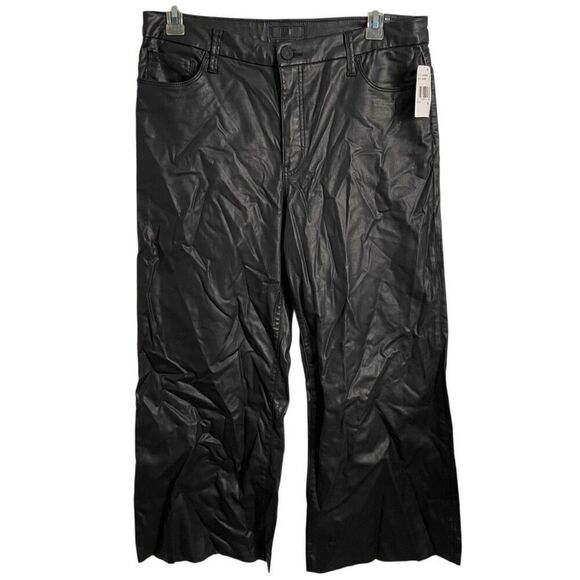 KUT From The Kloth Womens Meg Ab Fab High Rise Wide Leg Pants 14 Black Coated - Picture 1 of 9